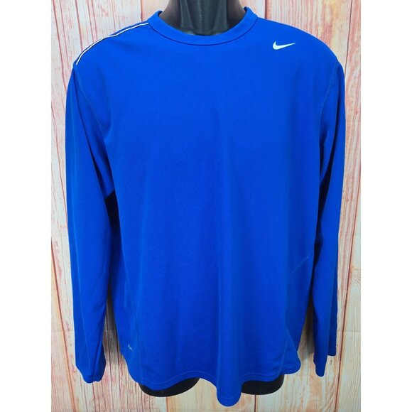 Nike Mens Blue Long Sleeve Dri-FIT Medium Training Shirt Medium - Picture 1 of 8